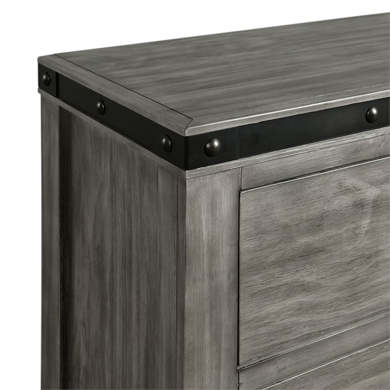 Pemberly Row Transitional 6-Drawer Dresser in Gray Finish