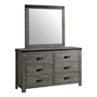 Pemberly Row Transitional 6-Drawer Wood Dresser & Mirror Set in Gray