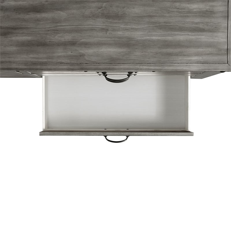 Pemberly Row Transitional 6-Drawer Wood Dresser & Mirror Set in Gray