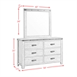 Pemberly Row Transitional 6-Drawer Wood Dresser & Mirror Set in Gray