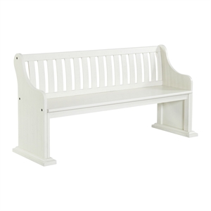pemberly row transitional curved arm pew bench in white finish
