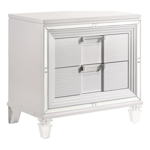 Pemberly Row Contemporary 2-Drawer Nightstand with USB in White