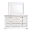 Pemberly Row Contemporary 6-Drawer Wood Dresser with Mirror in White