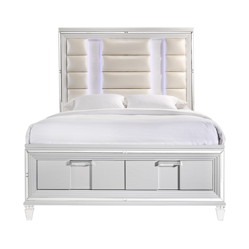 Pemberly Row Contemporary 2-Drawer Queen Storage Bed in White