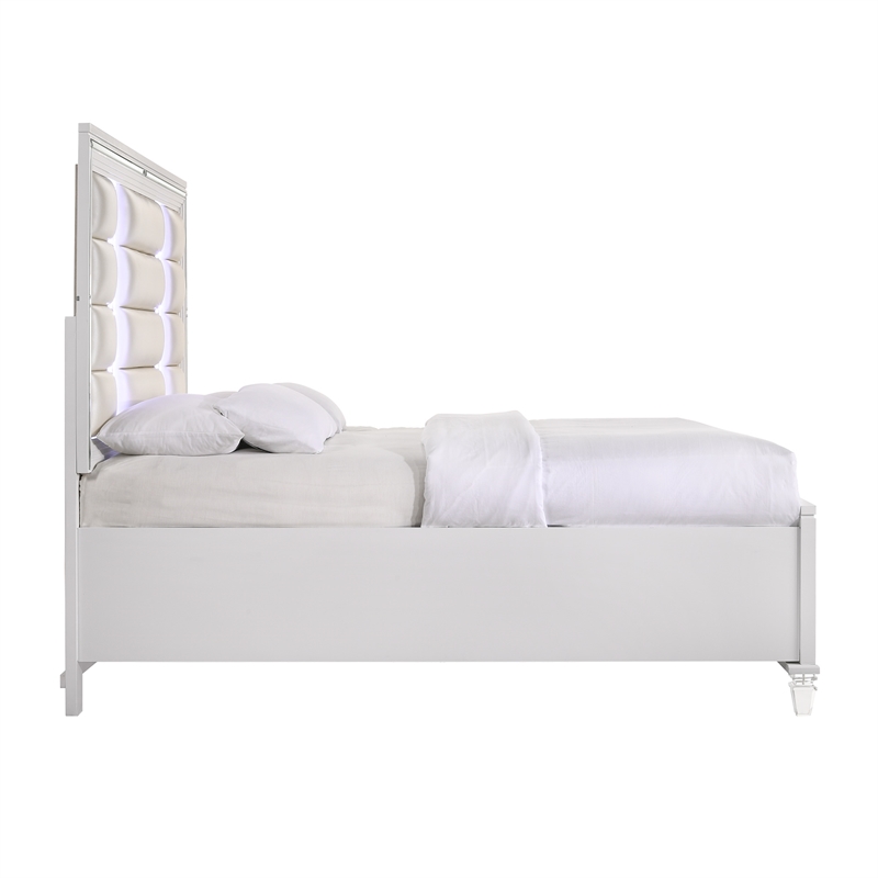 Pemberly Row Contemporary 2-Drawer Queen Storage Bed in White
