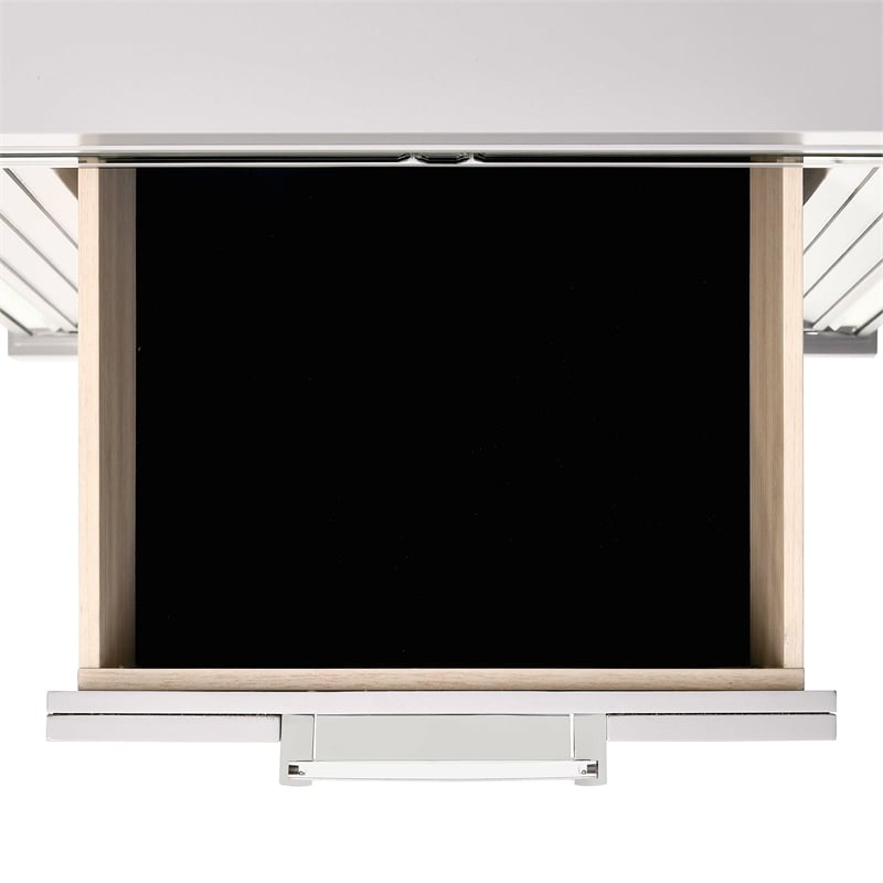 Pemberly Row Contemporary Vanity Set with USB in White Finish