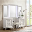 Pemberly Row Contemporary Vanity Set with USB in White Finish