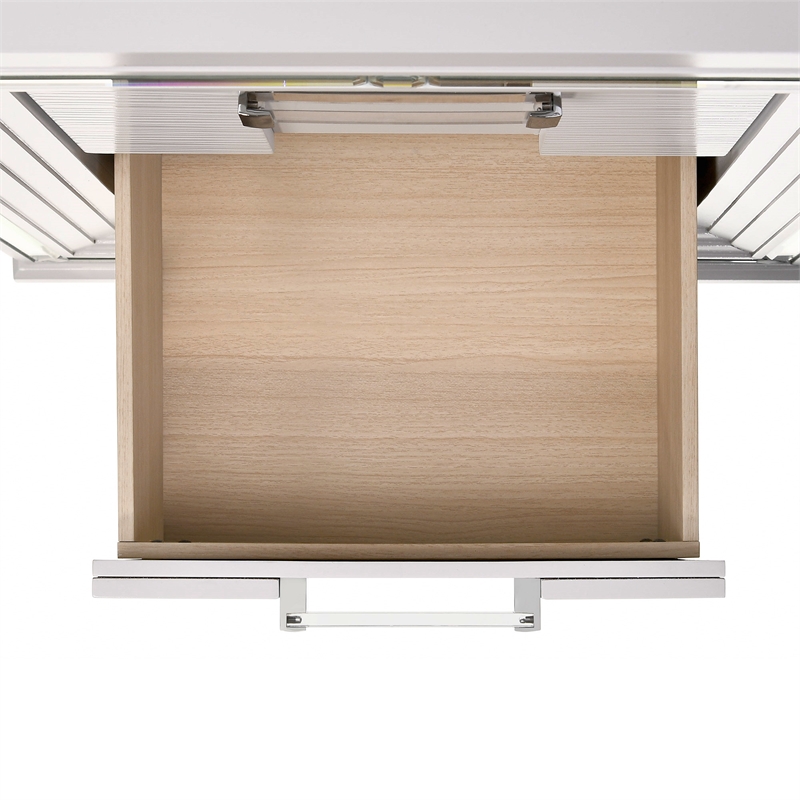 Pemberly Row Contemporary Vanity Set with USB in White Finish