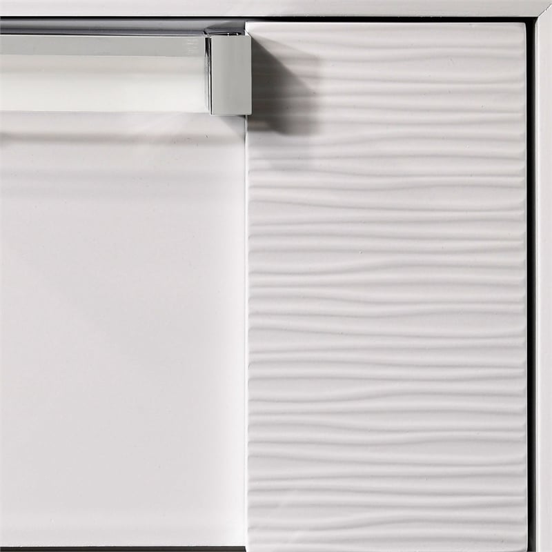 Pemberly Row Contemporary Vanity Set with USB in White Finish