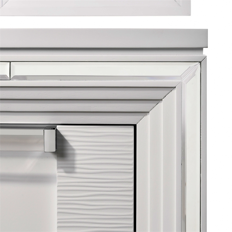 Pemberly Row Contemporary Vanity Set with USB in White Finish