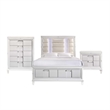 Pemberly Row Contemporary Queen Storage 3PC Bedroom Set in White