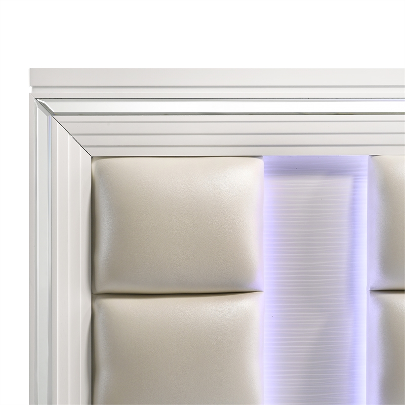 Pemberly Row Contemporary Queen Storage 4PC Bedroom Set in White