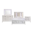 Pemberly Row Contemporary Queen Storage 4PC Bedroom Set in White