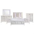 Pemberly Row Contemporary Queen Storage 6PC Bedroom Set in White