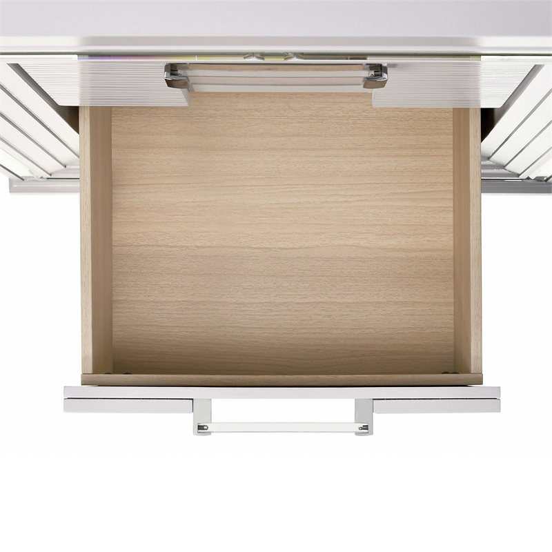 Pemberly Row Contemporary 3PC Vanity Set with LED Mirror in White