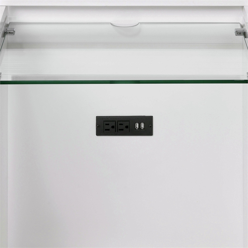 Pemberly Row Contemporary 3PC Vanity Set with LED Mirror in White