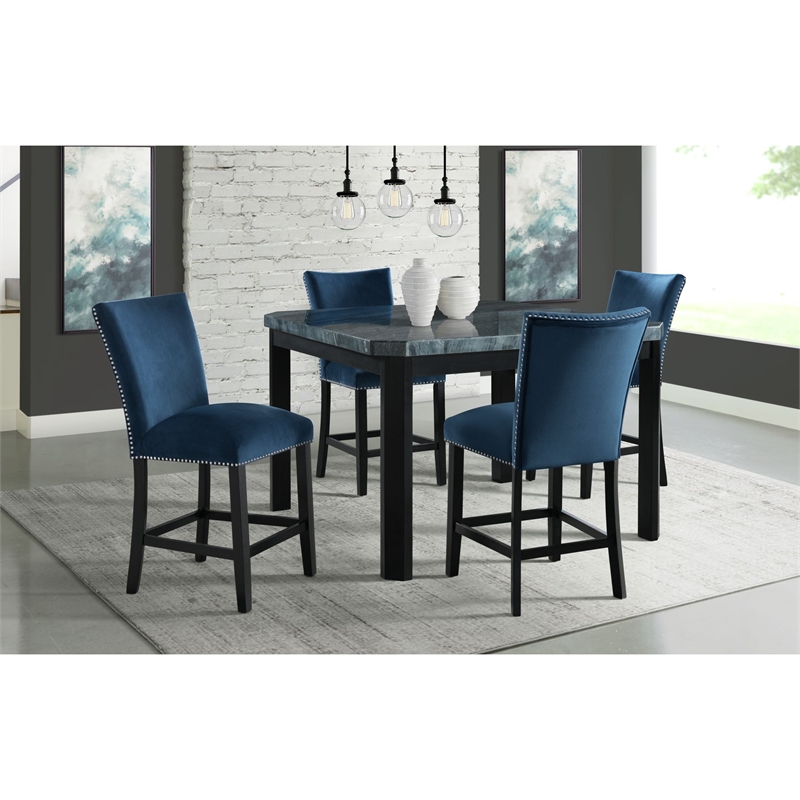 Pemberly Row Transitional Square 5PC Counter Dining Set in Gray