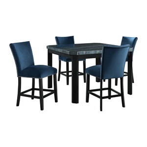 Pemberly Row Transitional Square 5PC Counter Dining Set in Gray