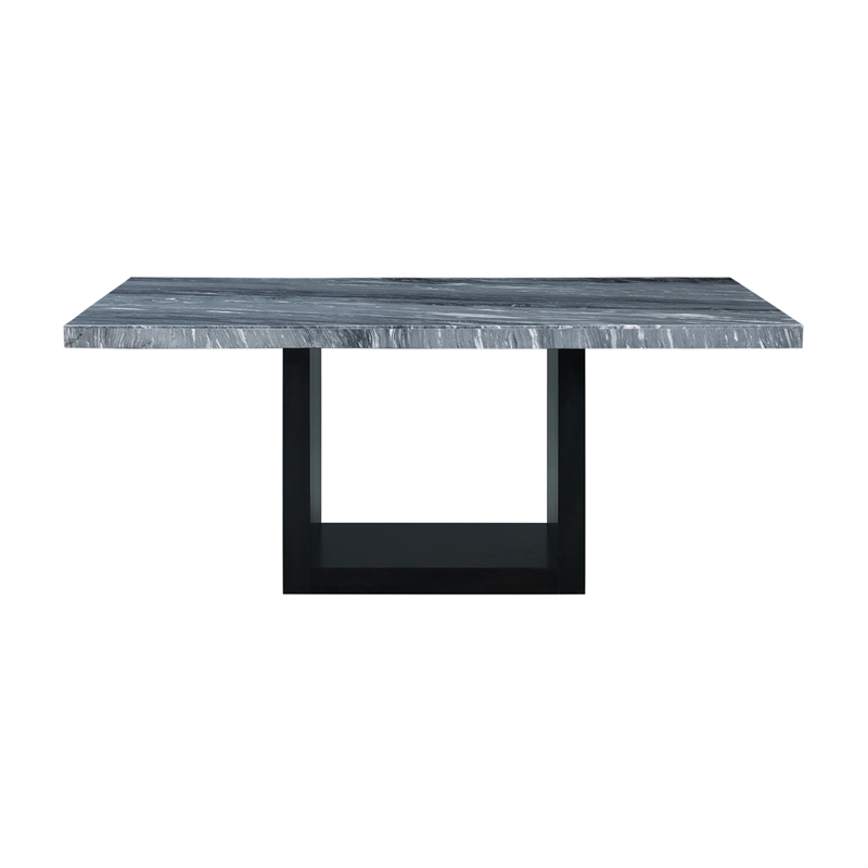 Pemberly Row Transitional Marble Standard Height Table in Gray