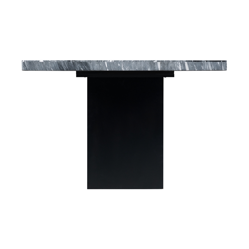 Pemberly Row Transitional Marble Standard Height Table in Gray