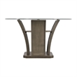Pemberly Row Transitional Round Glass Table Top Dining Table in Gray