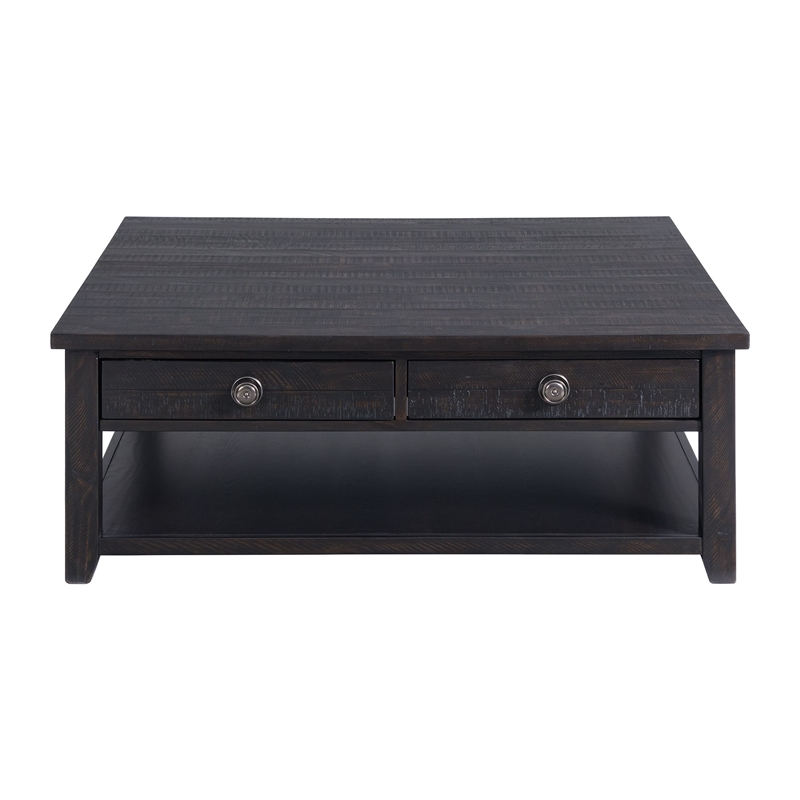 Pemberly Row Contemporary Square Coffee Table in Espresso Finish
