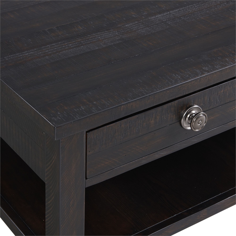 Pemberly Row Contemporary Square Coffee Table in Espresso Finish