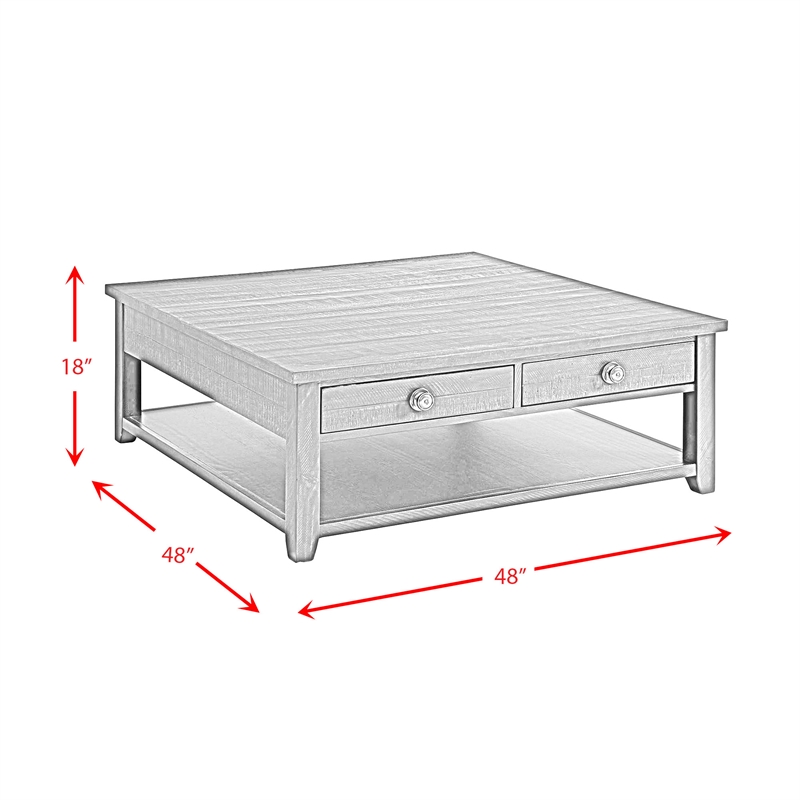Pemberly Row Contemporary Square Coffee Table in Espresso Finish