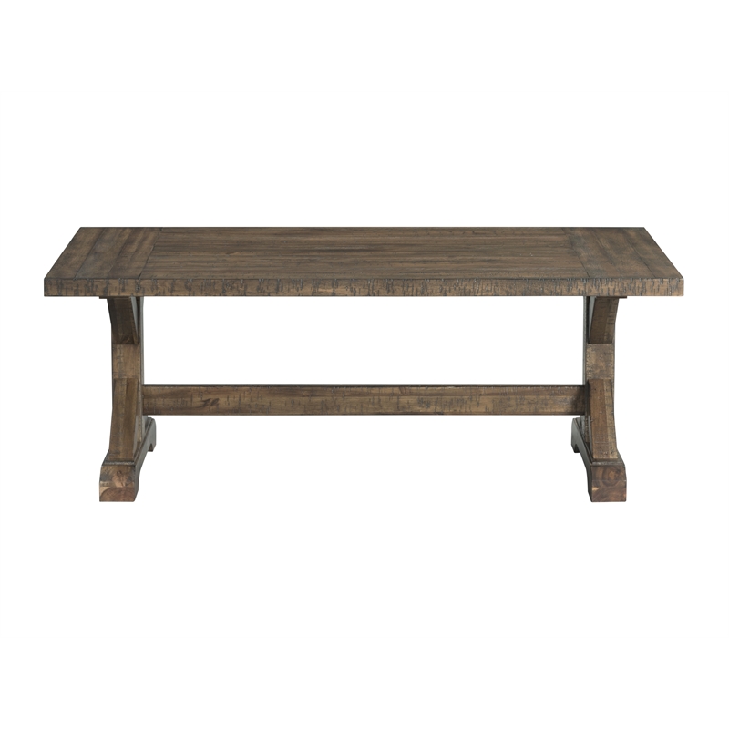 Pemberly Row Transitional 3PC Accent Trestle Table Set in Walnut