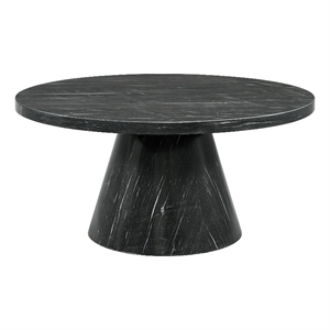 Pemberly Row Contemporary Round Occasional Marble Coffee Table in Gray
