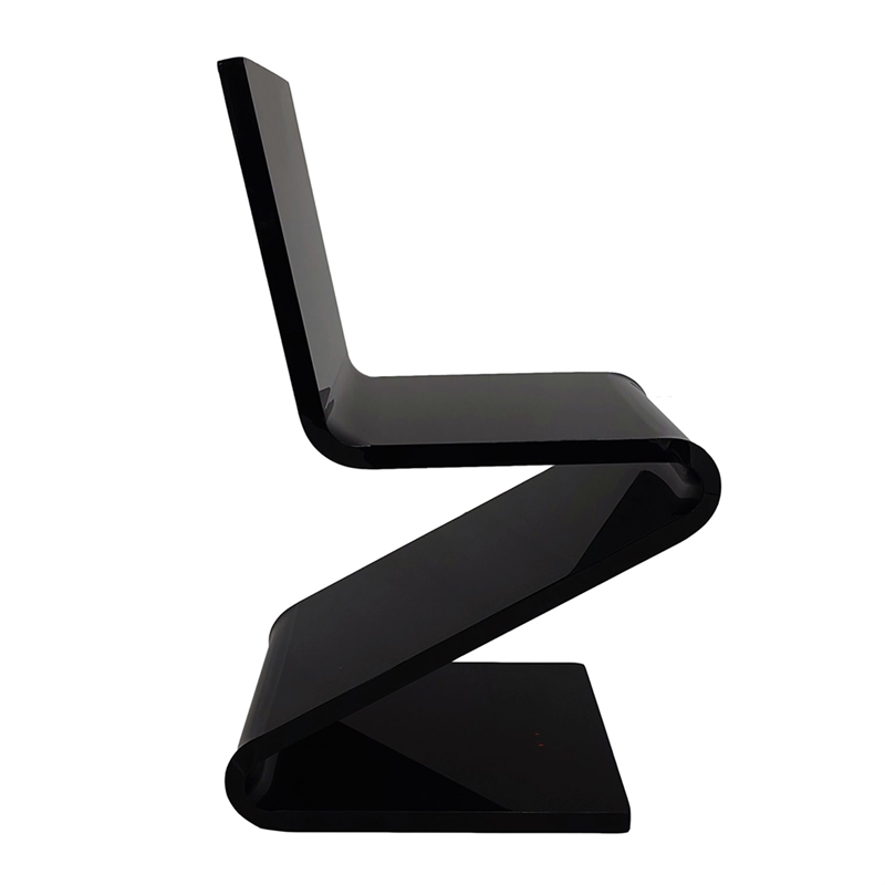 Pemberly Row Contemporary Acrylic Plastic Z-Chair in Solid Black