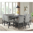 Pemberly Row Transitional Square Counter Table with Lazy Susan in Gray