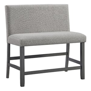 Pemberly Row Transitional Counter Bench - Upholstered Back in Gray