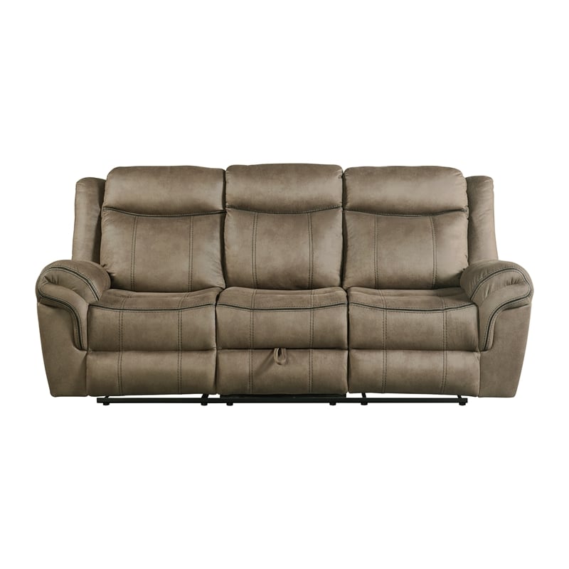 Pemberly Row Traditional Motion Sofa with Dropdown in T101 Brown