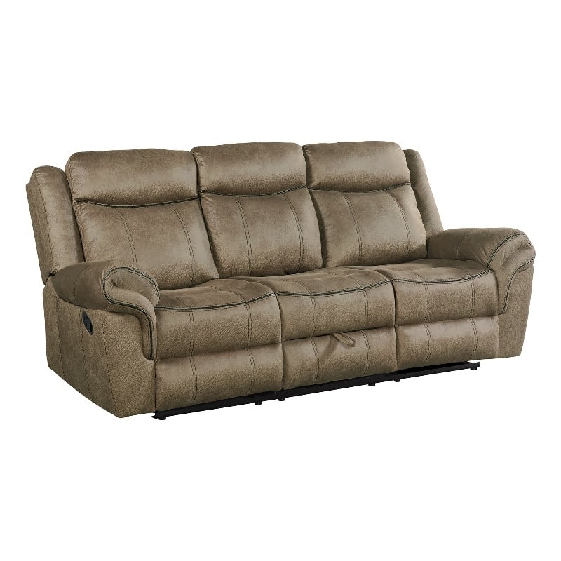 Pemberly Row Traditional Motion Sofa with Dropdown in T101 Brown