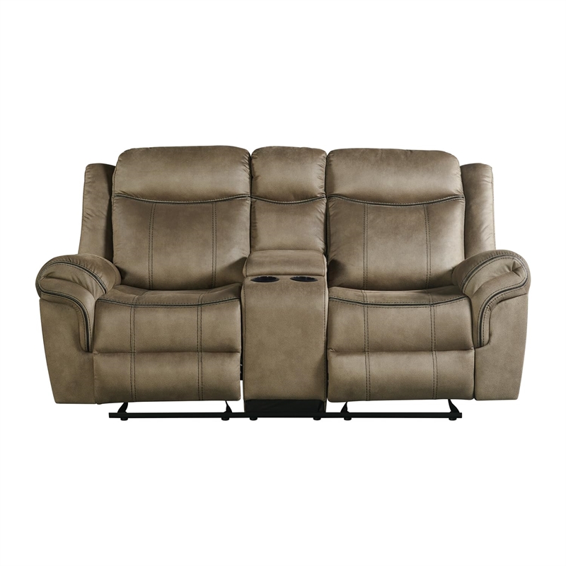 Pemberly Row Traditional Motion Loveseat with Console in T101 Brown
