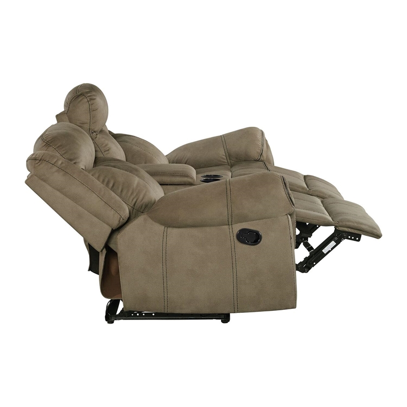 Pemberly Row Traditional Motion Loveseat with Console in T101 Brown