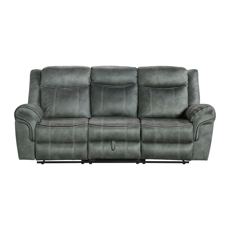Pemberly Row Traditional Motion Sofa with Dropdown in FB367 Charcoal