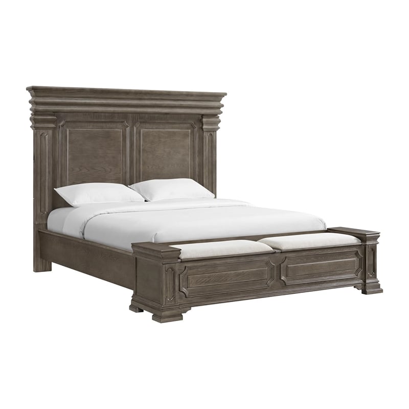 Pemberly Row Transitional Wood King Storage Bed in Gray Finish