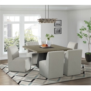 Pemberly Row Modern 7PC Standard Height Wood Dining Set in Gray