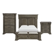 Pemberly Row Transitional Queen Storage 3PC Bedroom Set in Gray