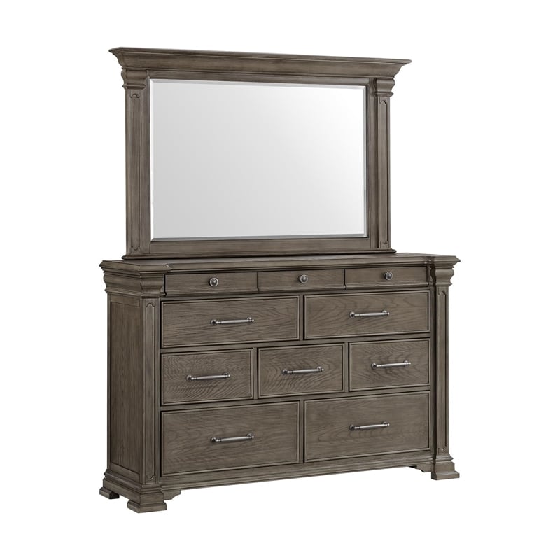 Pemberly Row Transitional Queen Storage 5PC Bedroom Set in Gray