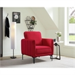 Pemberly Row Fabric Chair in Lavish Red Velvet with Black Metal Legs