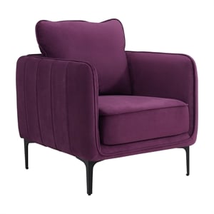 Pemberly Row Contemporary Fabric Chair in Lavish Purple Velvet