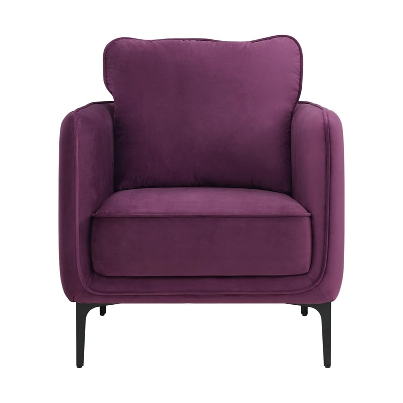 Pemberly Row Contemporary Fabric Chair in Lavish Purple Velvet