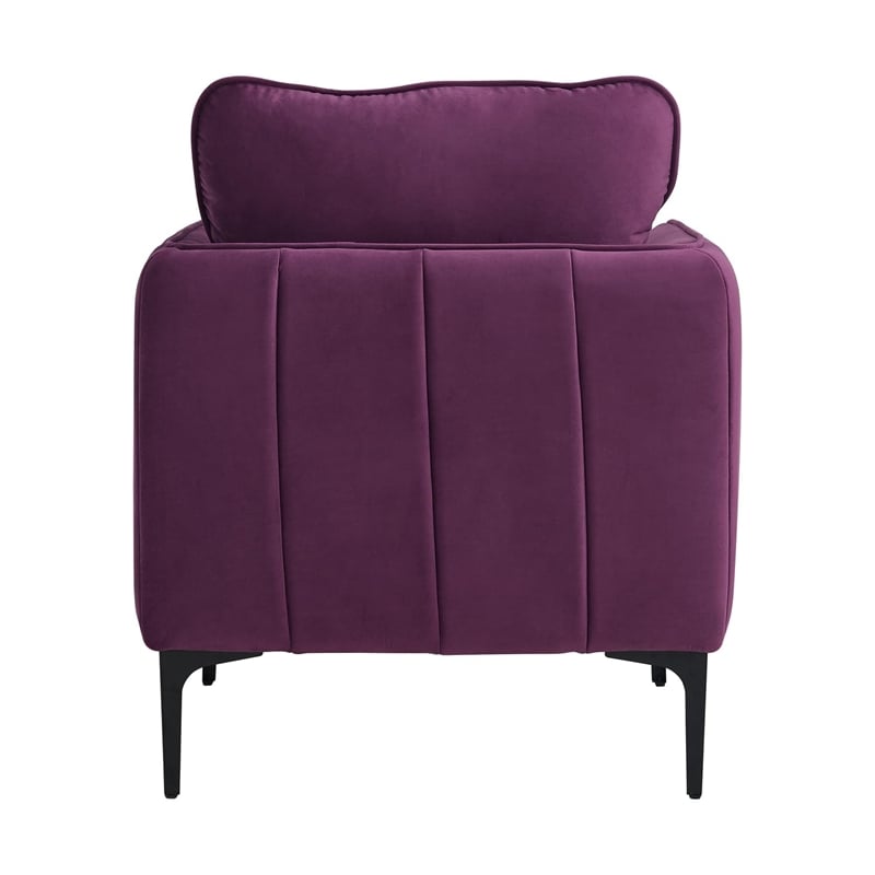 Pemberly Row Contemporary Fabric Chair in Lavish Purple Velvet