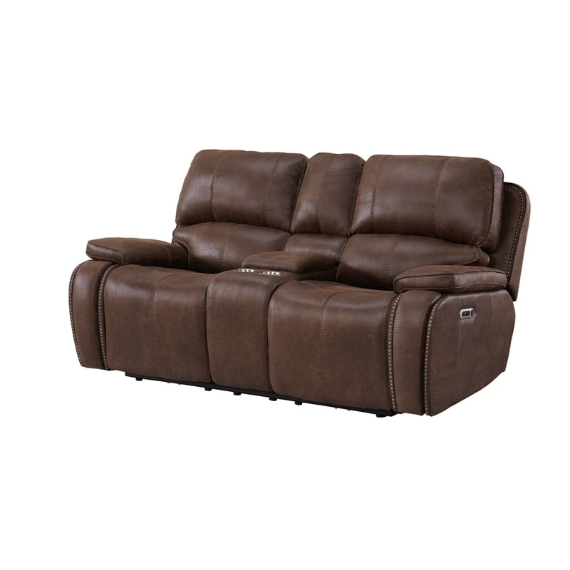 Pemberly Row Traditional 2PC Living Room Set in Heritage Brown