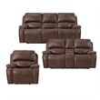 Pemberly Row Traditional 3PC Living Room Set in Heritage Brown