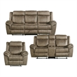 Pemberly Row Traditional 3PC Living Room Set in Brown Finish