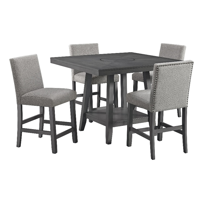 Pemberly Row Transitional 5PC Counter Height Dining Set in Gray